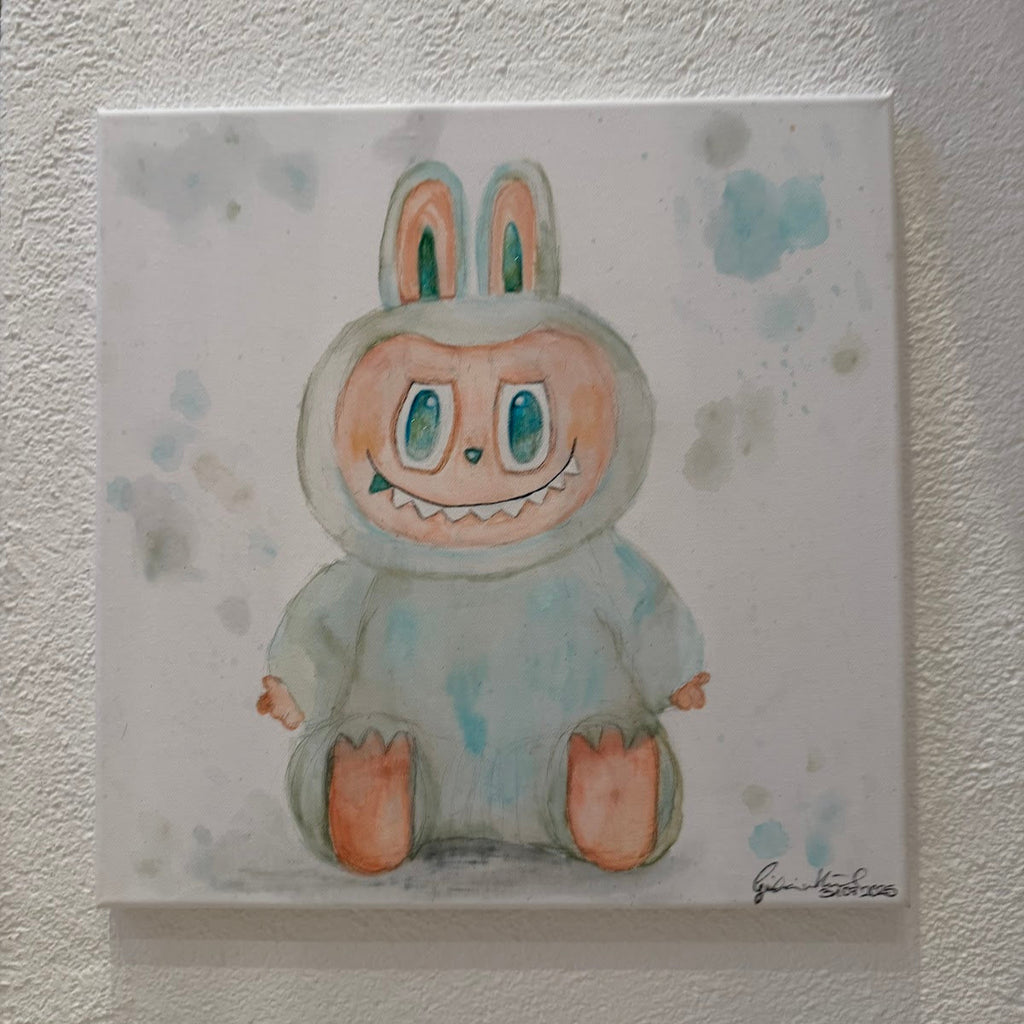 Leinwand Aquarell – Labubu (Türkis)