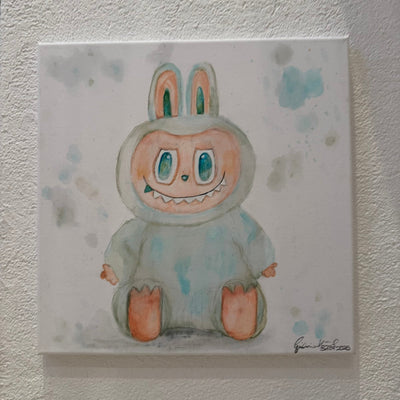Leinwand Aquarell – Labubu (Türkis)